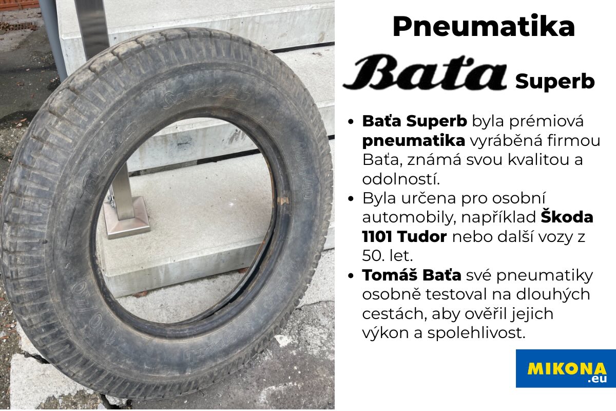 Historická pneumatika Baťa Superb